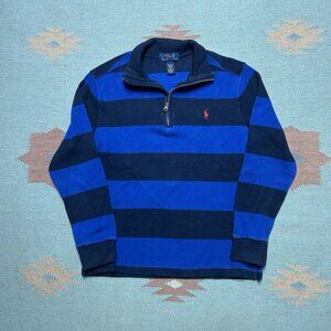 Polo Ralph Lauren striped 1/4 quarter zip sweater shirt blue youth boys medium